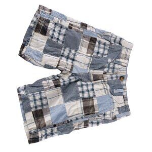 American Eagle Outfitters Mens Patchwork Plaid Cargo Shorts 28